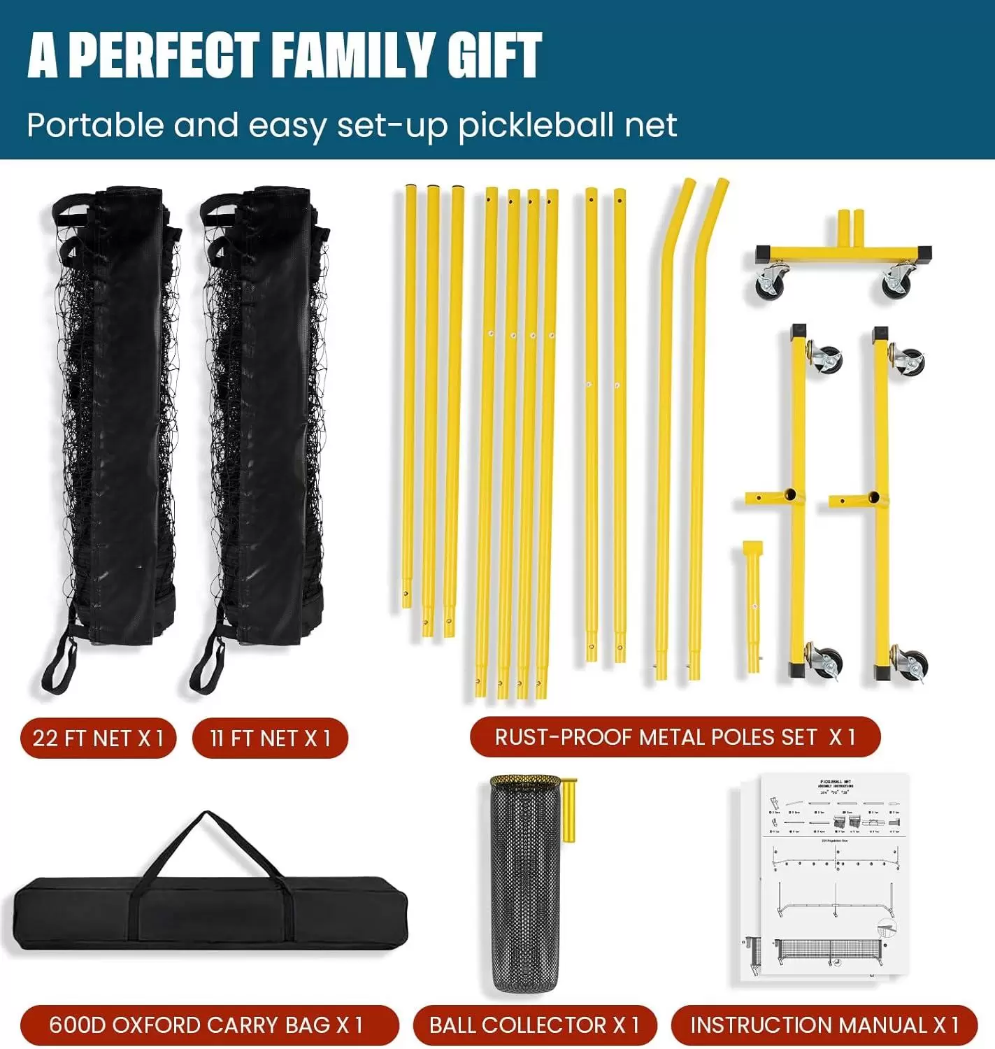 6,2 x 9,5 m Pickleball-tr&auml;ningsn&auml;t