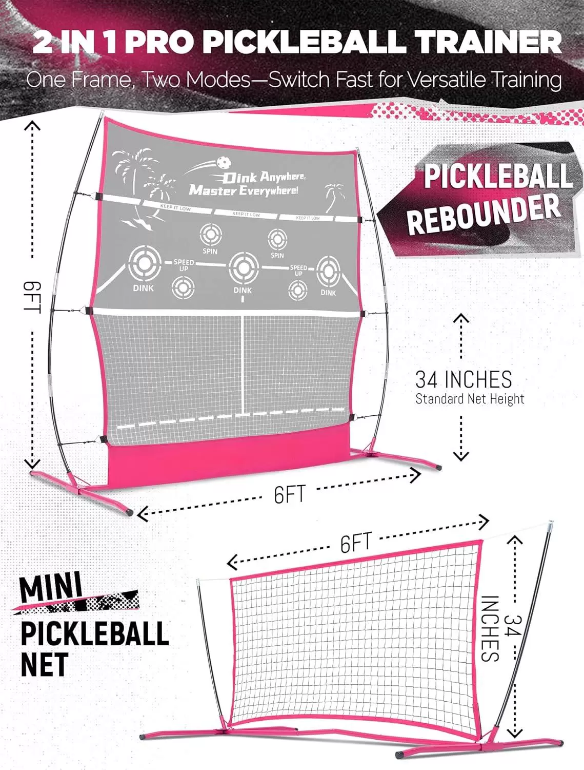 6*6FT 2-i-1 Pickleball Reboundern&auml;t