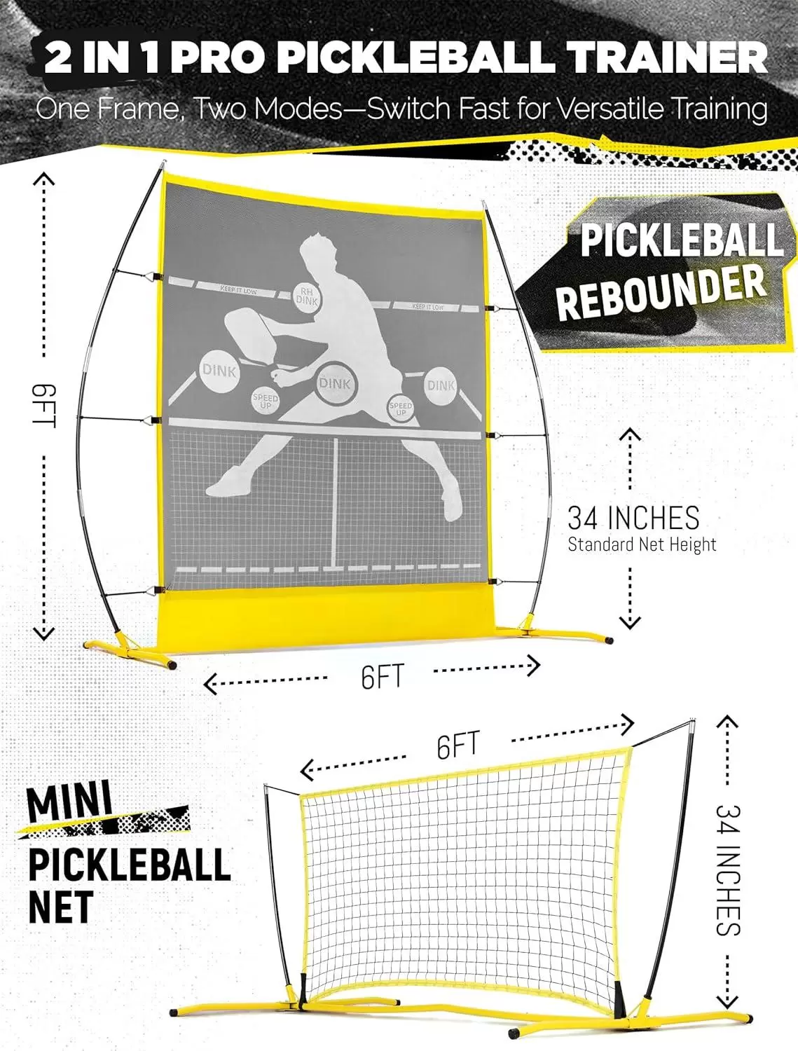 6*6FT 2-i-1 Pickleball Reboundern&auml;t