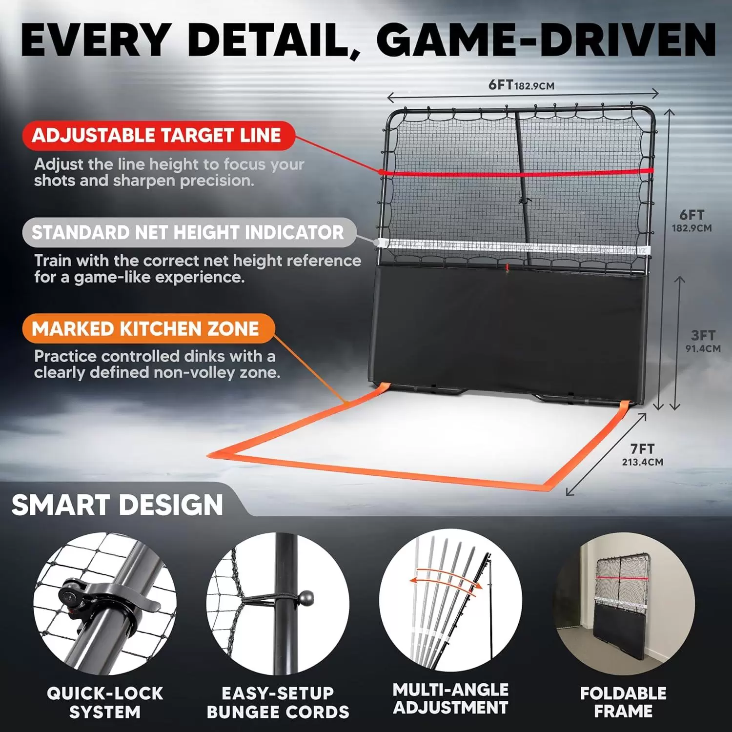 6*6ft 2-i-1 st&aring;lr&ouml;rspickleball III