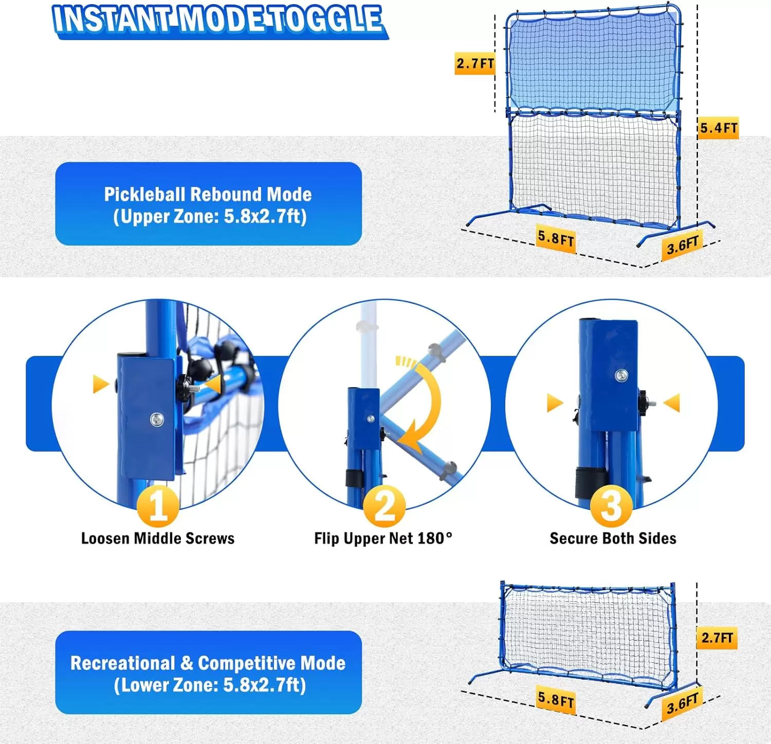 5,8*5,4 fot 2-i-1 st&aring;lr&ouml;rspickleball