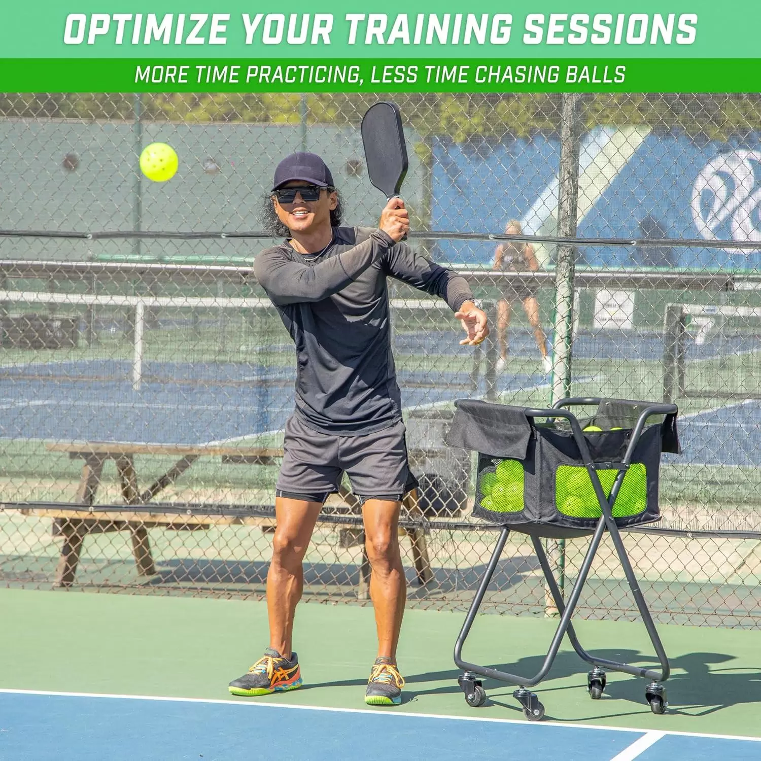 F&ouml;rvaringsvagn f&ouml;r pickleball/tennistr&auml;ning