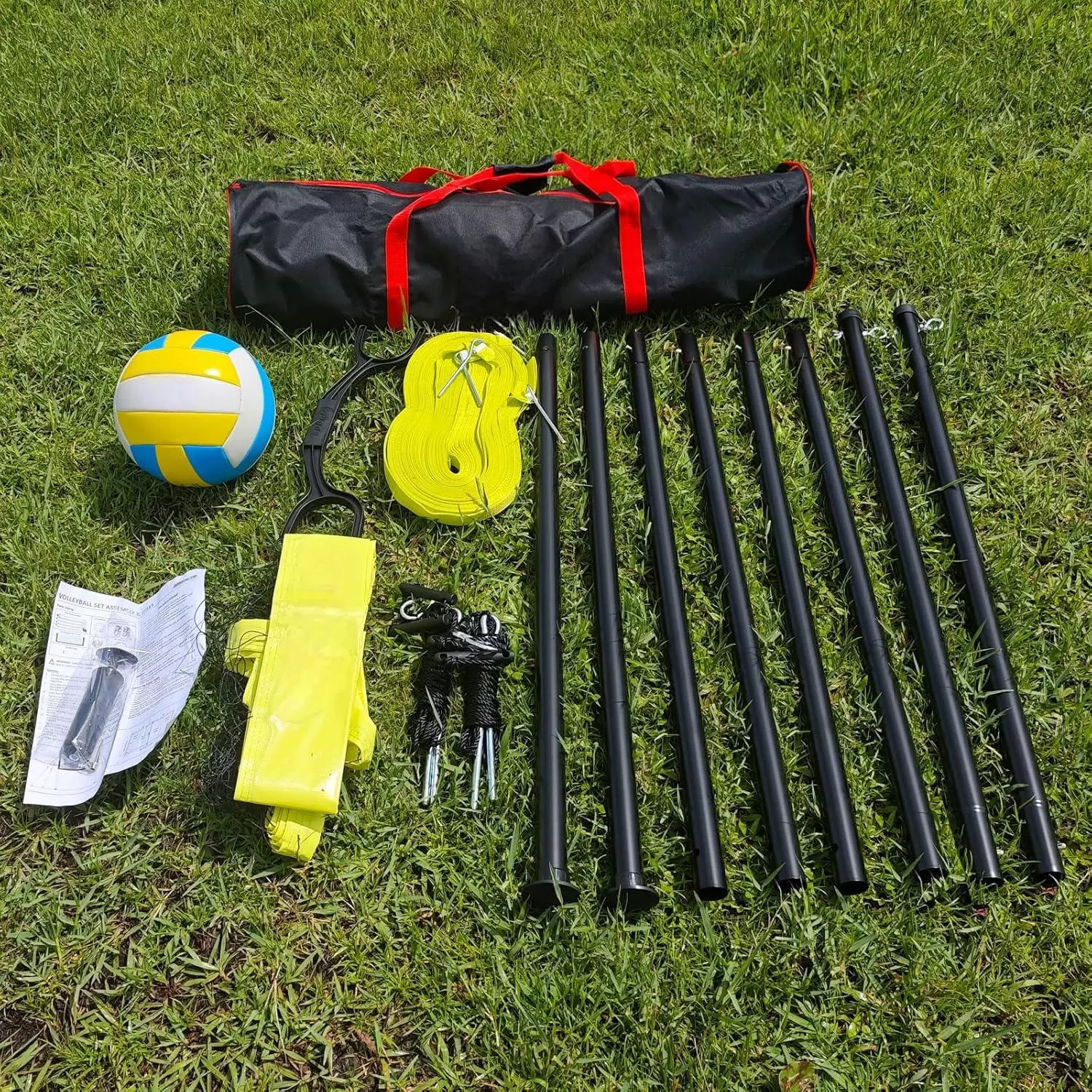 Multifunktionellt volleybolltr&auml;ningsn&auml;t med justerbar l&auml;ngd