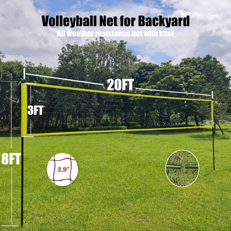 Multifunktionellt volleybolltr&auml;ningsn&auml;t med justerbar l&auml;ngd